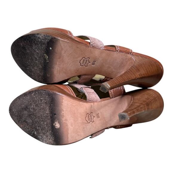 Charles David Brown Tan Leather Suede Stilettos Heels Studded Sandals Size 8.5 - Picture 5 of 9